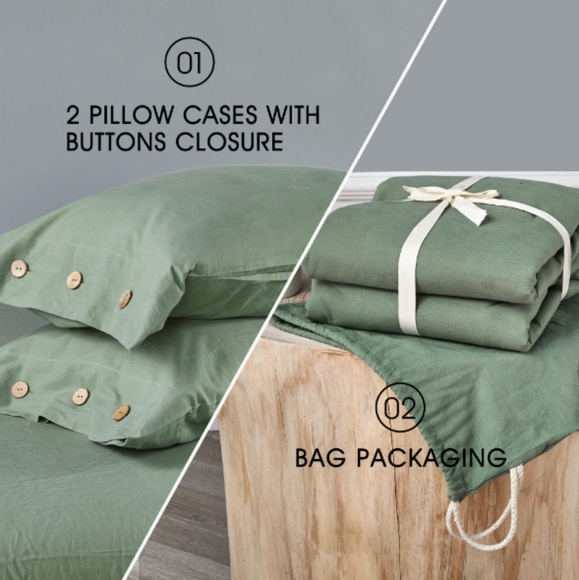 ⭐🆕Sage green luxury cotton duvet cover set King - Picture 7 of 9